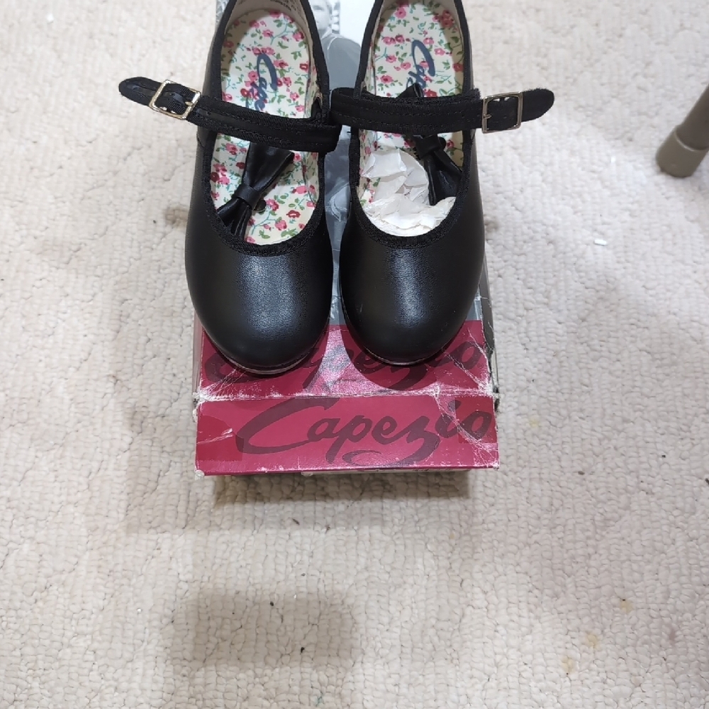 Capezio Black Mary Jane Tap Leather Dance Shoes Sz Little Kids 12.5 Narrow